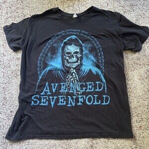 Avenged Sevenfold Grim Reaper Skeleton Blue Graphic Black T-Shirt 2XL